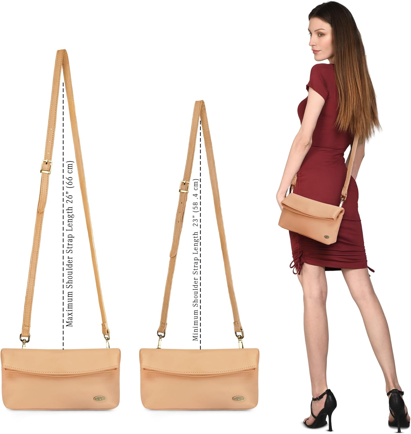 Genuine Leather Crossbody Bags for Women, Premium Handmade Leather Purses - Shoulder Handbags, Adjustable Strap