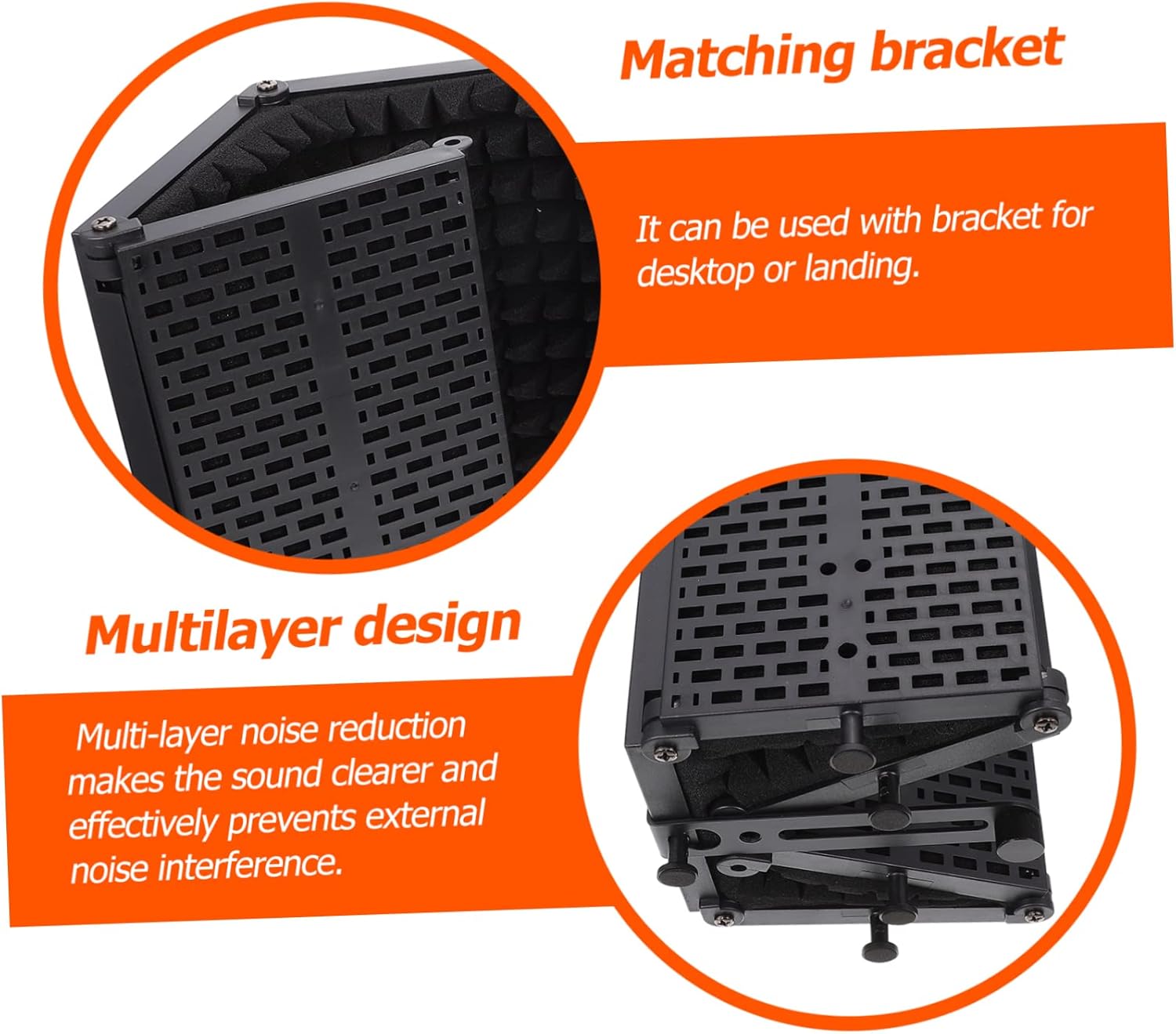 Microphone Windshield Isolation Shield Durable Abs Foldable Design for Noise Reduction Saliva Protection Compatible with Standard Mics for Recording and Broadcasting