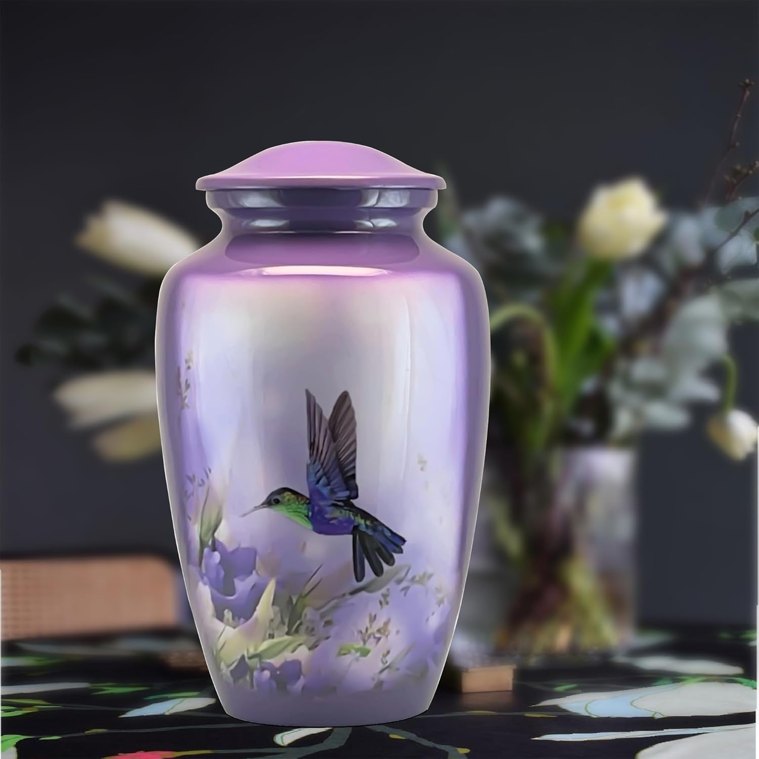 Beautiful Hummingbird, Cremation Urns for Human Ashes Adult Classis Urns with Velvet Bag