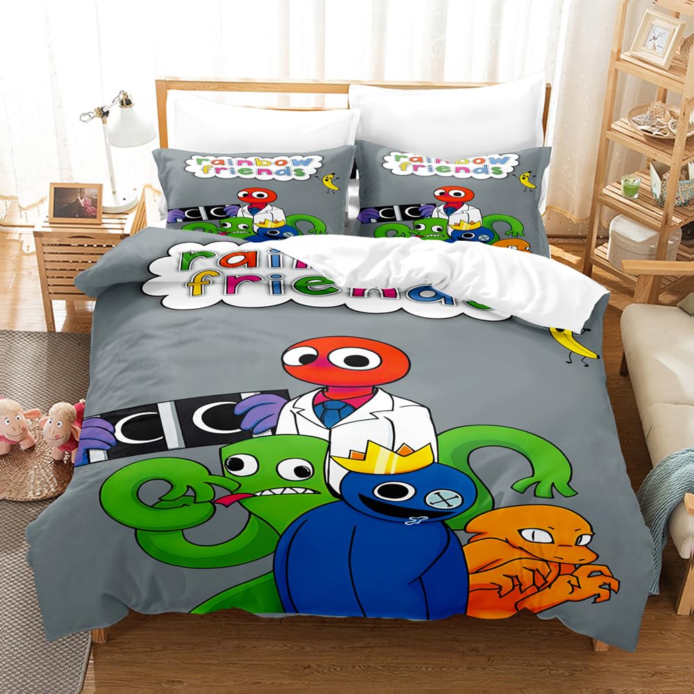 Ste-X Funda Nórdica Rainbow Friends Roblox Super Suave 100% Microfibra Cepillada con Una Calidad De 110 G/m², 2 Fundas De Almohada 80x80 Cm ((180x220 cm)-Cama de 105/135,RFR 05)