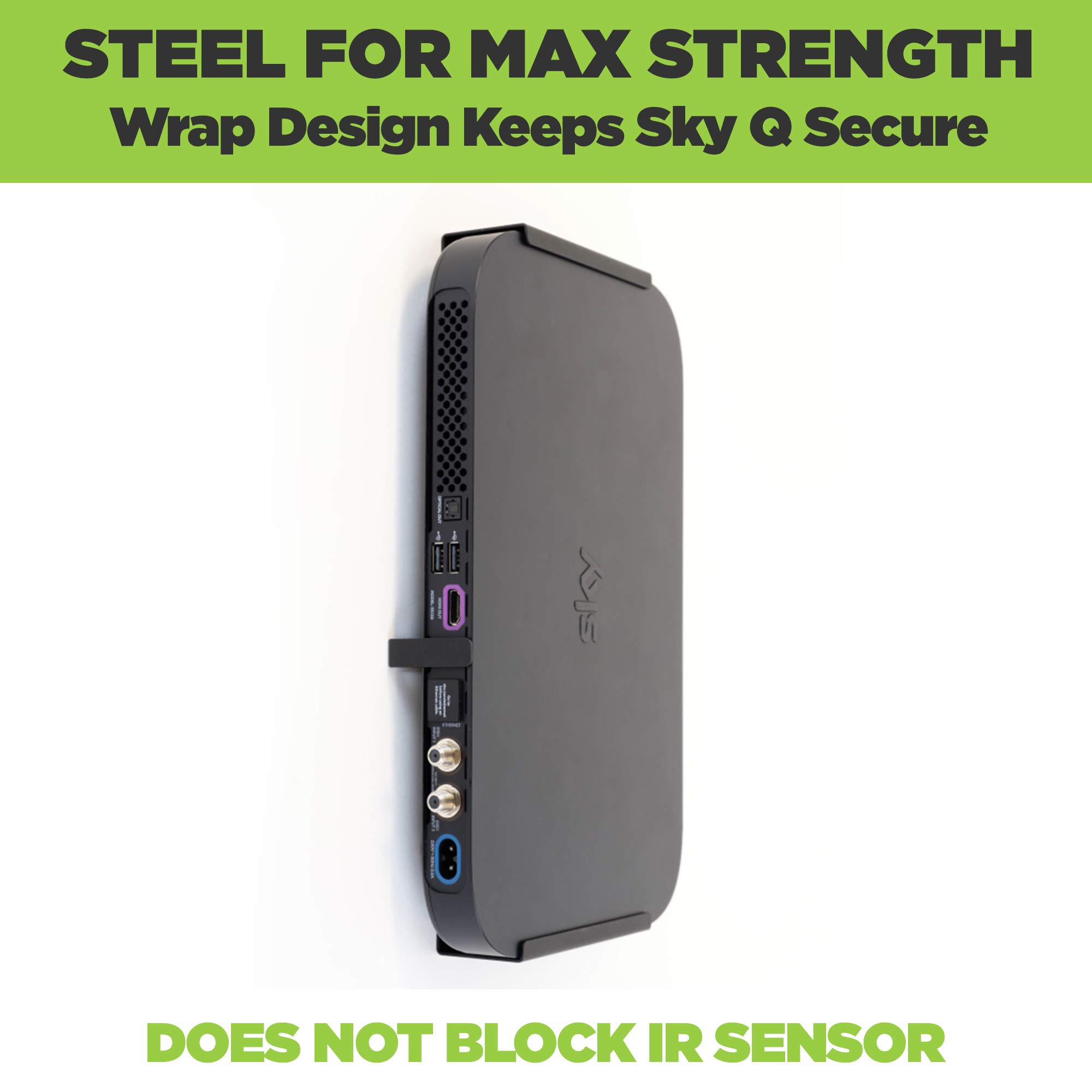 HIDEit Mounts Sky Q Wall Mount, Black Steel Wall Mounting Bracket for