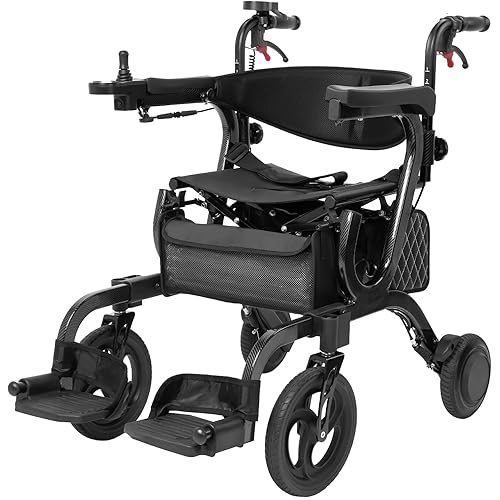 4 in 1 Intelligent Electric Wheelchair,Rollator Walker with Seat, Lightweight Foldable Transport Wheelchair Combo,Detachable Footrests, 10" Wheels for Seniors Adults (1*Battery)