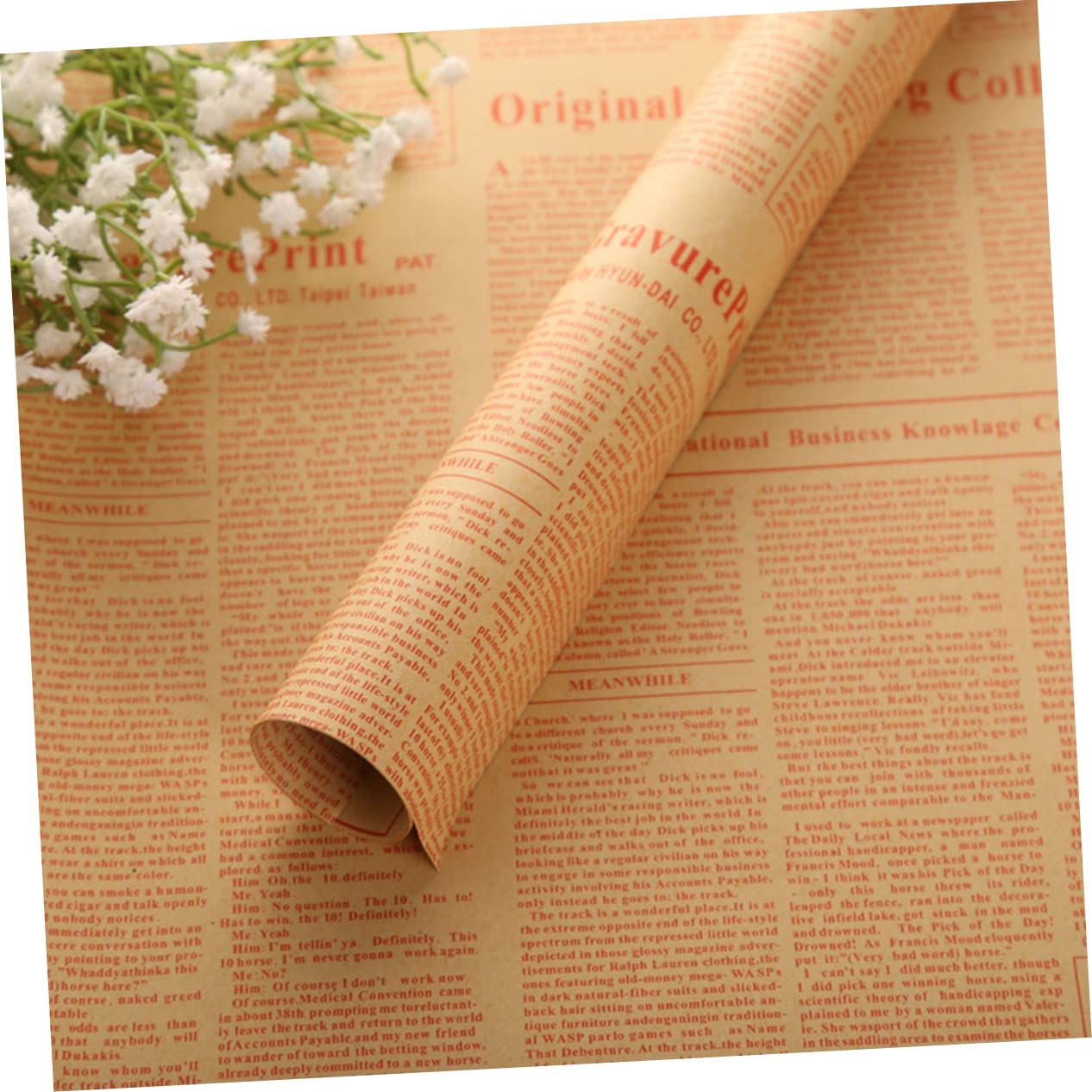 Gatuida 50blätter Retro-geschenkpapier aus Kraftpapier Geschenkverpackungspapier für Blumensträuße und Andere Anlässe Zeitungspapier-design für Diy-projekte und Zufälliger Stil