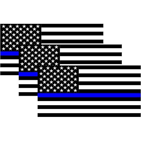 3 Pack Thin Blue Line Vinyl Decals – 5x3 Reflective American Flag Stickers for Cars...