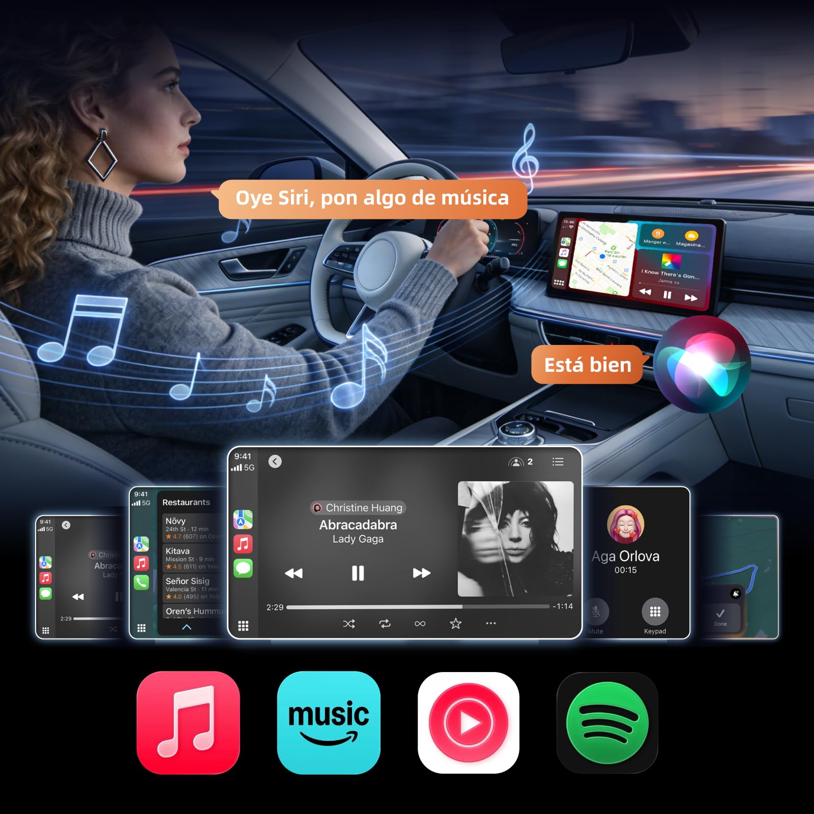 LINGHUANG Adaptador Carplay Inalambrico & Adaptador Android Auto Inalambrico, Convierte de Cableado a Inalámbrico, Plug & Play, Conexión Rápida y Estable, Compatible con iOS 10+ & Android 11+(Naranja)