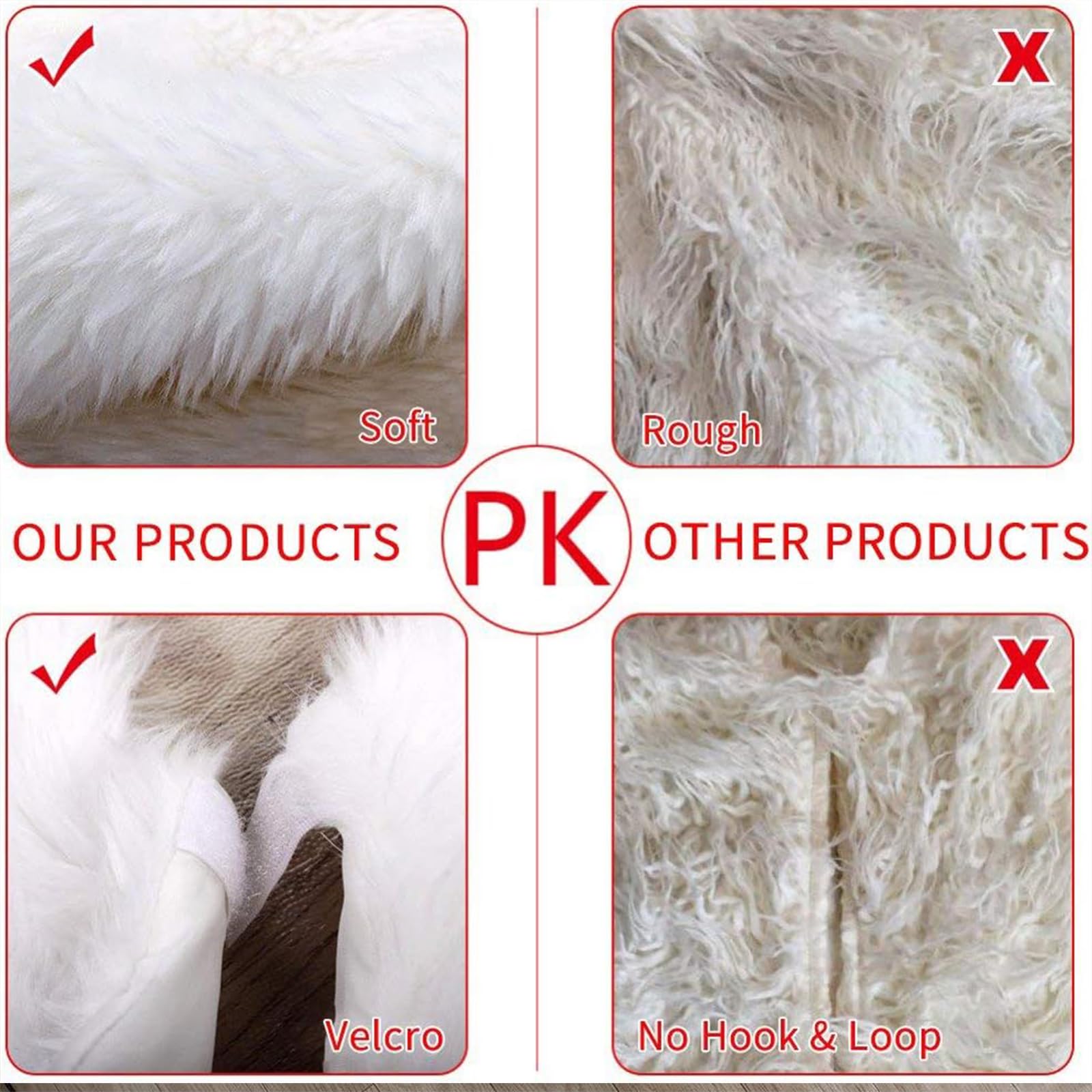 Gonna Per Albero Di Natale 78cm - Tappeto Bianco In Finta Pelliccia Con Glitter, Morbido E Riutilizzabile - Foto 6