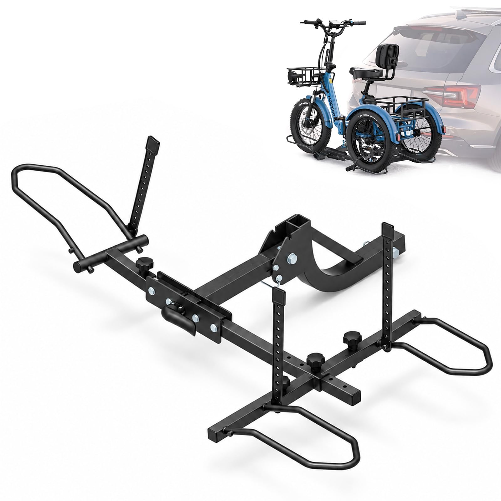 MOPHOTO Folding Trike Rack, Bike Hitch Mount, Etrike Carrier, 170lbs Load