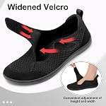 JOINFREE Chaussures de marche pour femmes Large Toe Box Sneakers réglables avec crochet et boucle, Zero Drop Diabétique Chaussures pour pieds de loup, Arthritis, Edema, Pieds sensibles