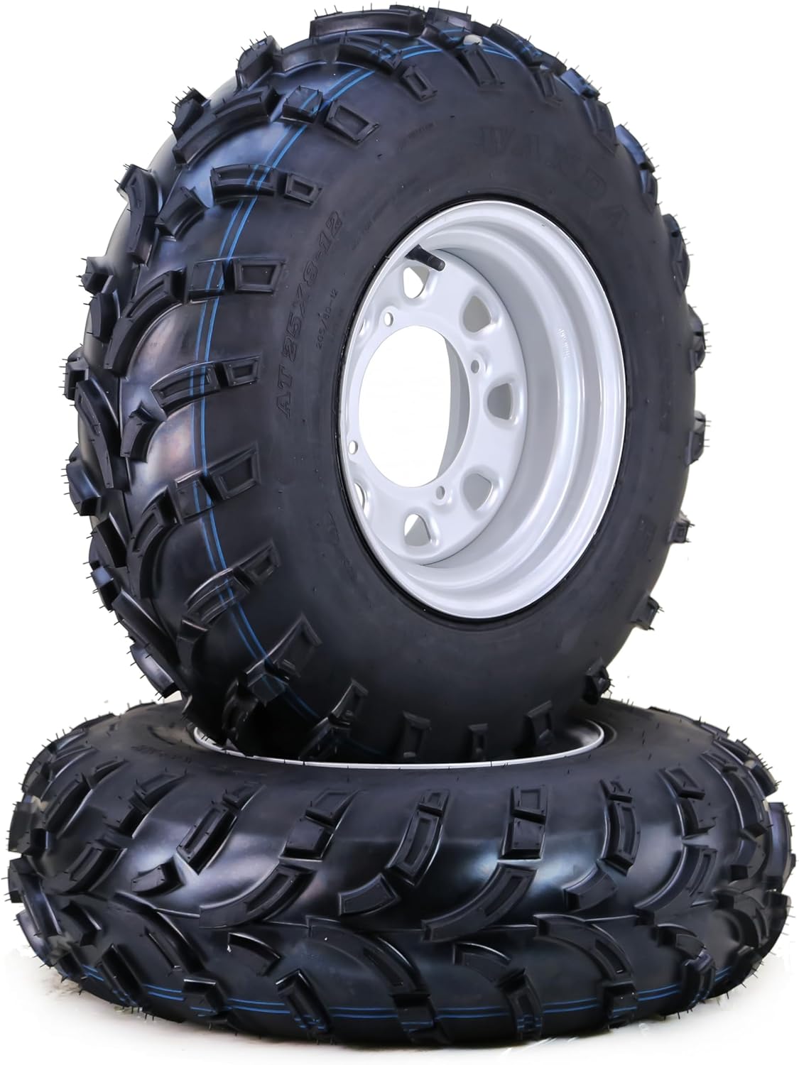 WANDA ATV Tire Wheel Assembly Set 25x8-12 25x10-12 Light Mud 6-Ply on 4-156 PCD 4+3 Silver Wheels, SET 4