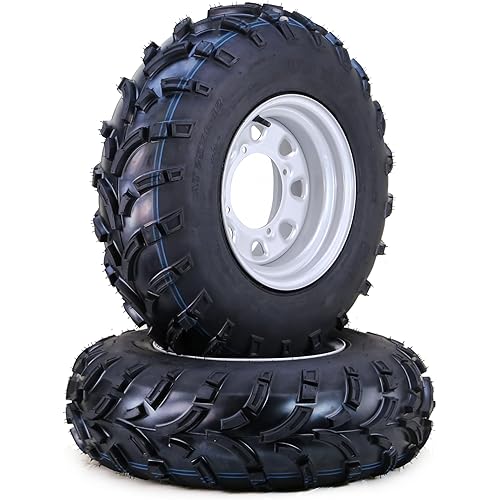 WANDA ATV Tire Wheel Assembly 24x8-12 6-Ply Light Mud on 4 Lugs x 156 PCD 4+3 Silver Wheel-10202,SET 2