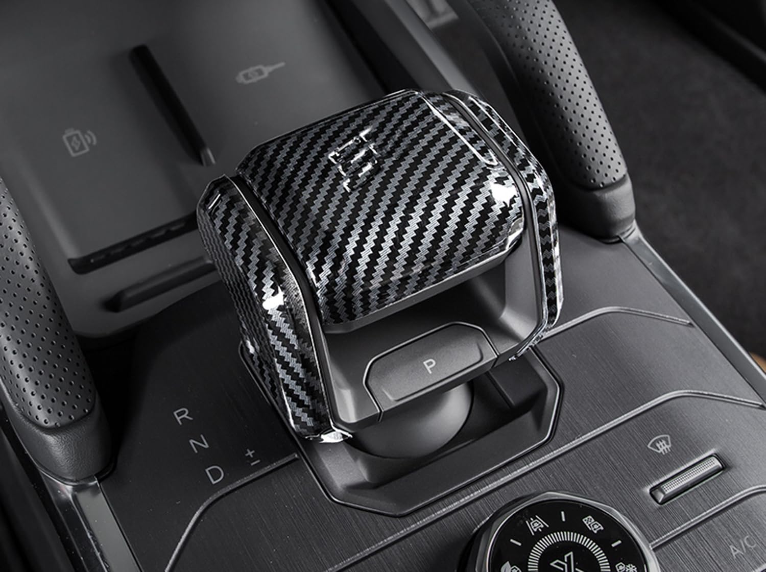 for Jetour Traveller T2 2023-2024 LHD ABS Carbon Fiber Black Gear Shift Knob Shifter Cover Trim 3pcs Car Accessories