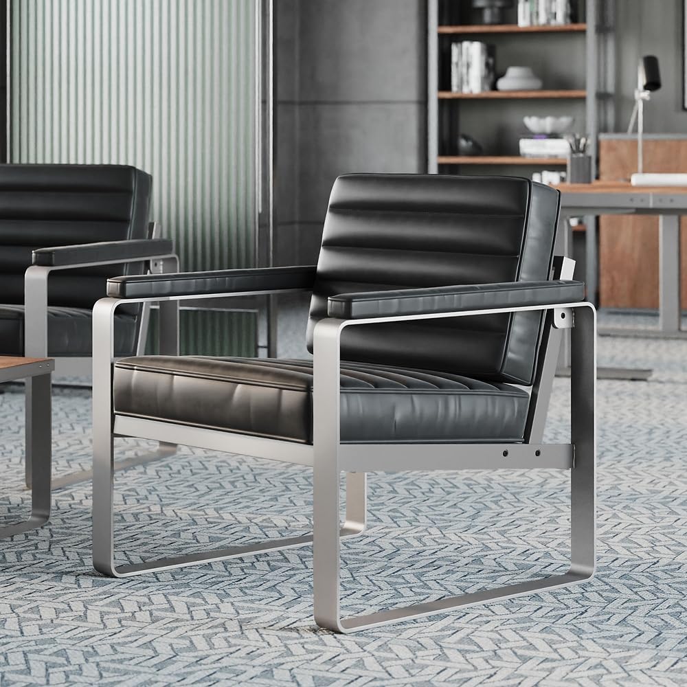 Rivet Lounge Chair Bravo Cognac Polyurethane/Charcoal Painted Metal Frame