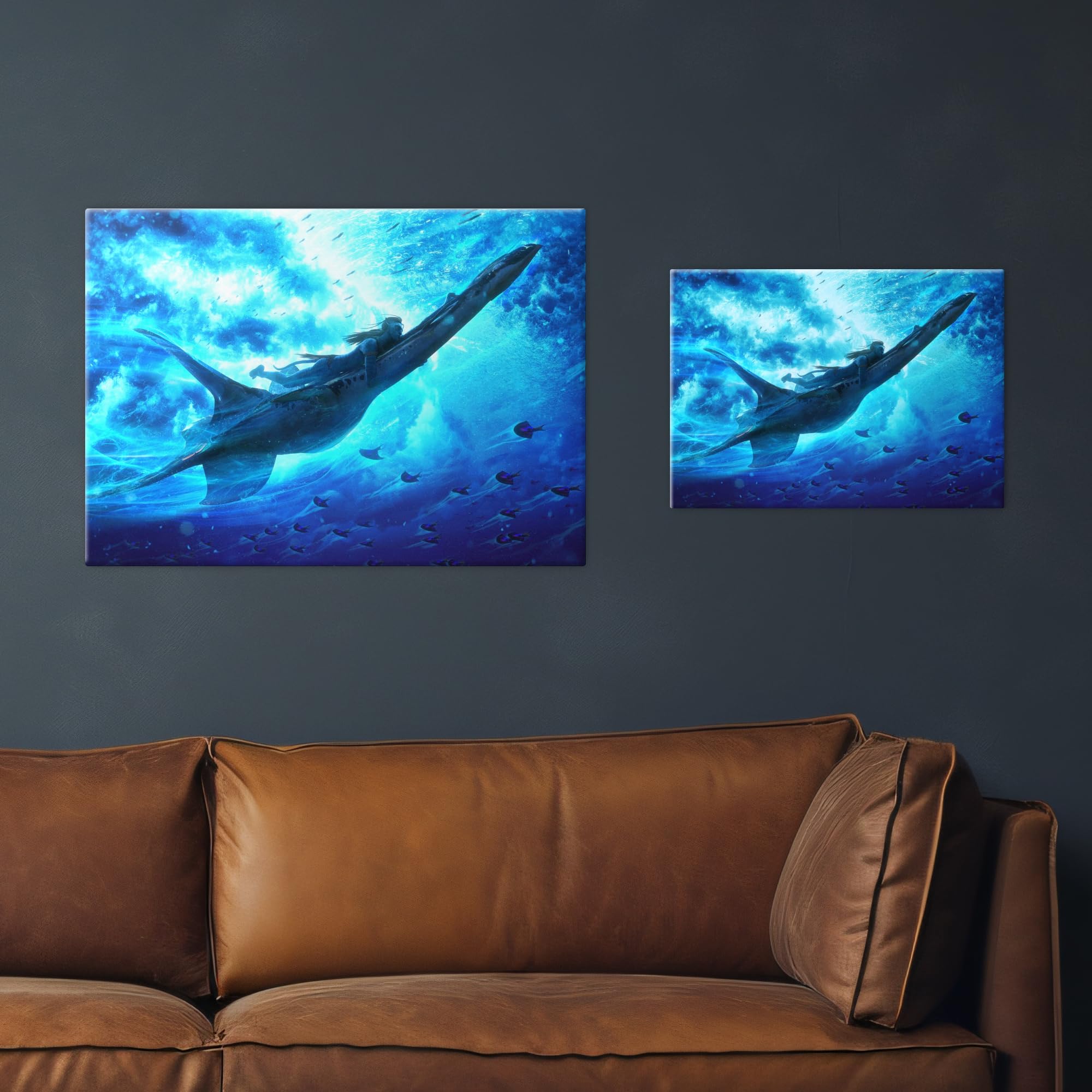 Displate Offiziell Avatar 3 MetallPoster - Lo'ak with Ilu - Magnetische Befestigung Inklusive Lizenziert Bilder Poster 45 cm x 32 cm