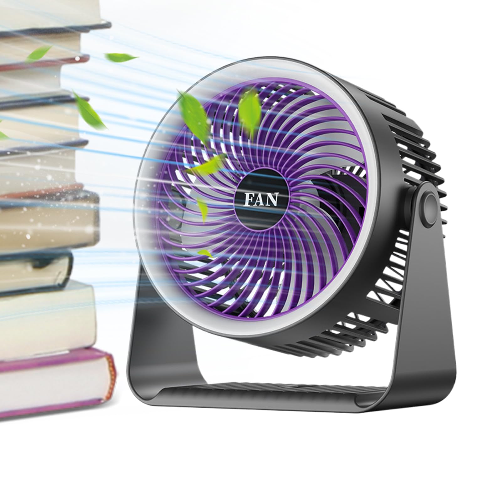 Ventilateur avec flux d'air puissant USB et veilleuse pour bureau moderne