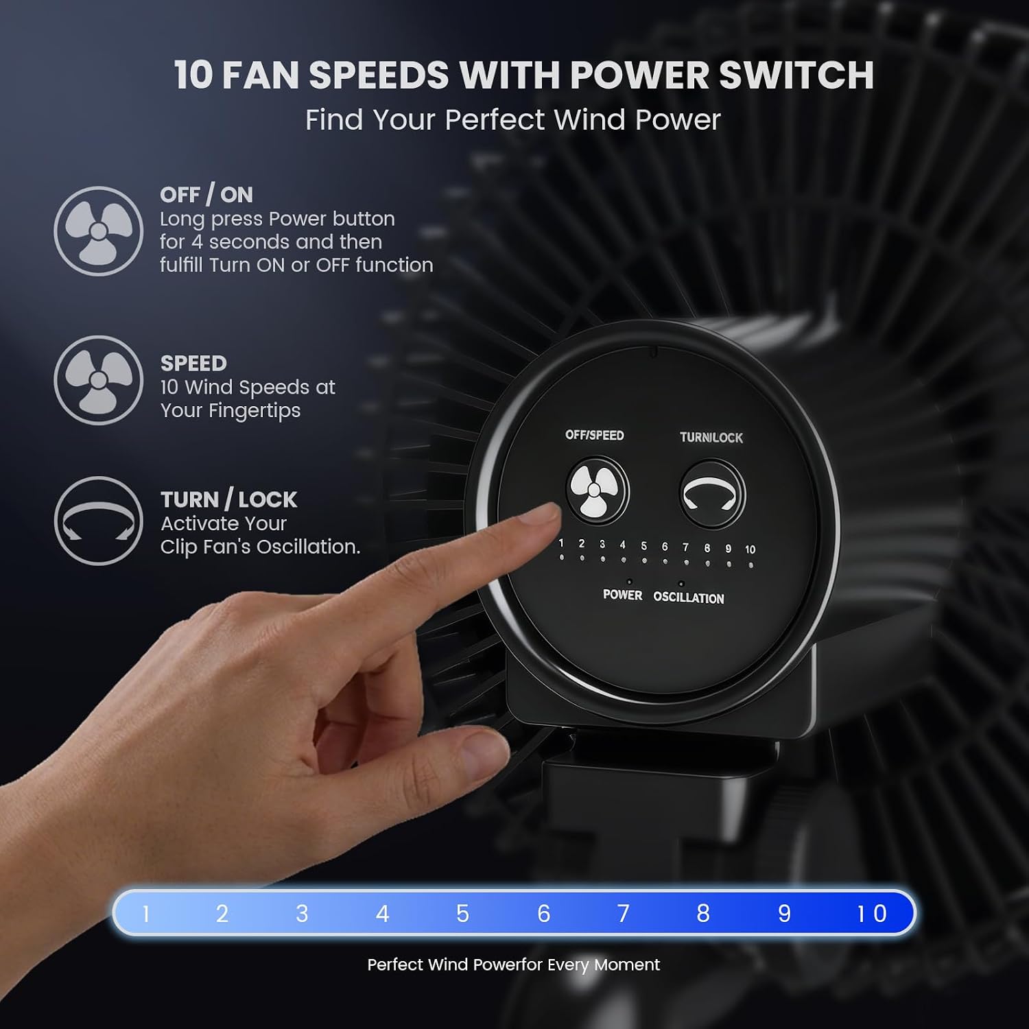 6" Grow Tent Clip Fan, EC Motor, 10 Speeds Powerful Oscillating Fan fan, IP54 Weatherproof, Strong Airflow & Quiet for Hydroponic Circulation Cooling