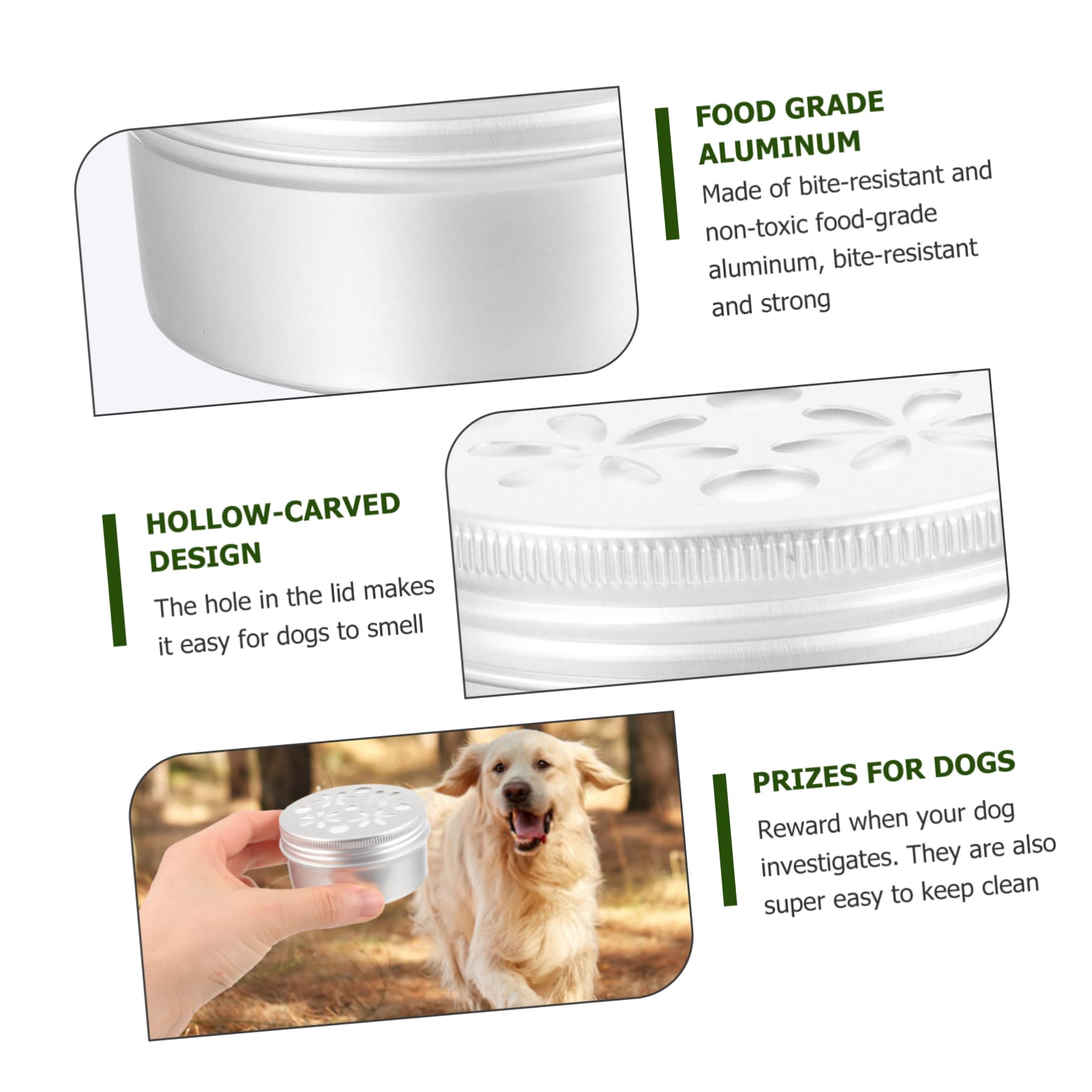 10 Latas de Aluminio Resistentes a Mordeduras y Abrasiones, Capacidad 80ml, Caja Portátil para Entrenamiento de Olfato de Perros para Adiestramiento Canino