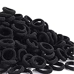 WillingTee 120 Pcs Baby Hair Ties, Cotton Toddler Hair Ties for Girls and Kids, Multicolor Small Seamless Hair Bands Elastic Ponytail Holders,Black