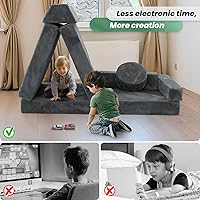 Vista 3 de HOMFINE Sofá modular de juego para niños, sofá modular para niños, sofá modular para niños, sofá modular versátil para sala de juegos, dormitorio