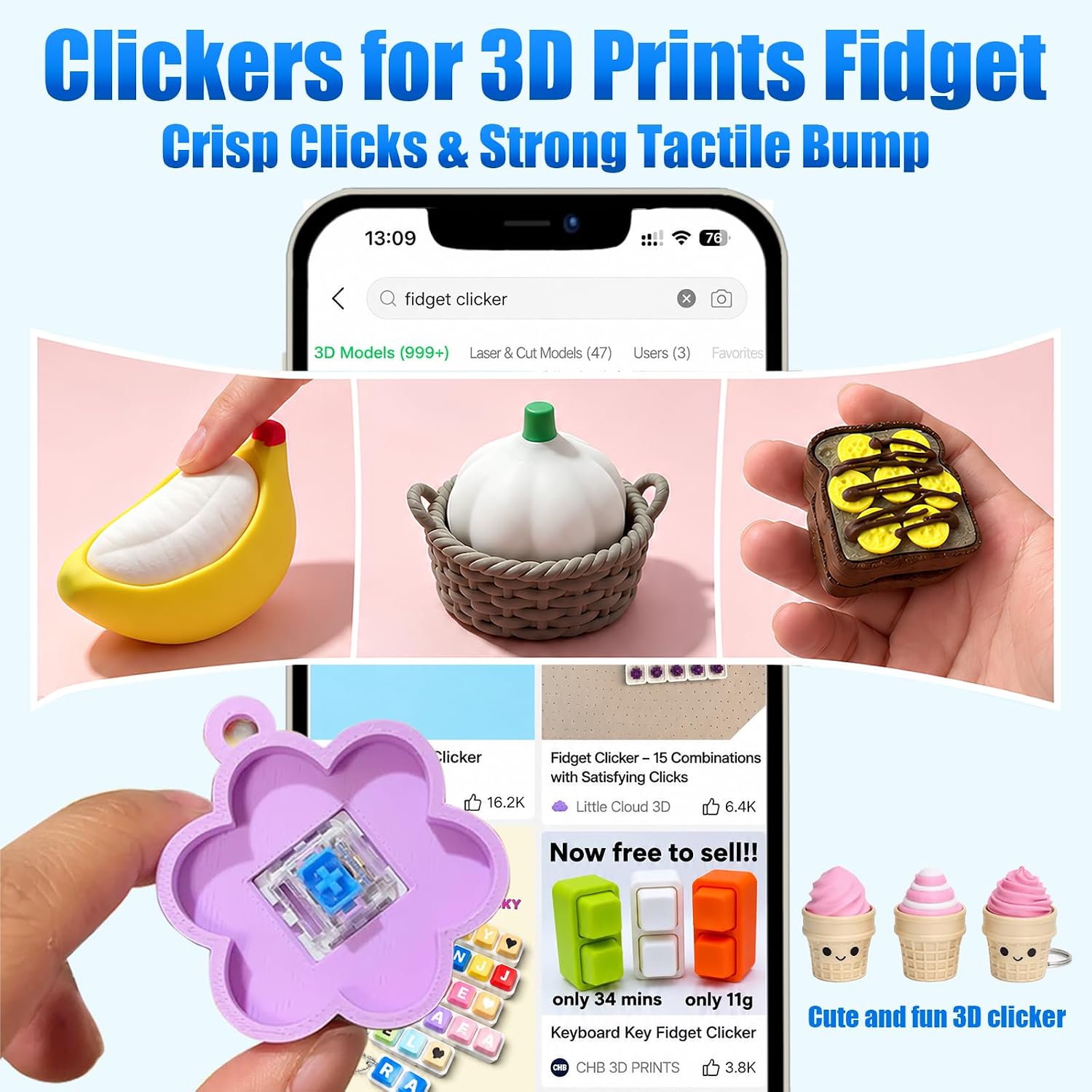 50PCS Mechanical Keyboard Switches for Replacement, DIY & 3D Printed Fidget