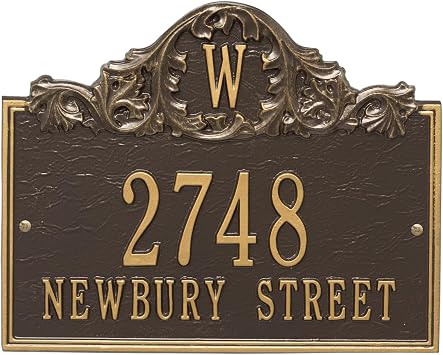 Comfort House Cast Metal Monogram Address Plaque - House Number & Street