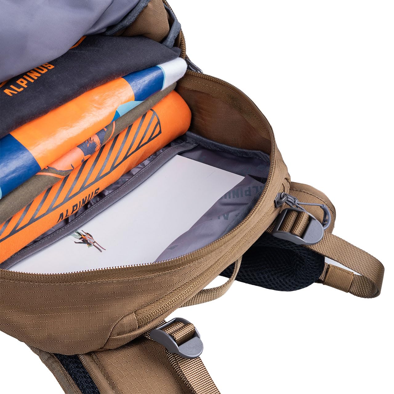 Alpinus Mallcu Wanderrucksack 28L Olivgrün - Ultraleichter Outdoor Trekkingrucksack mit Belüftungssystem ACS, Ripstop Material, Idealer Begleiter für Wandern, Rucksack für Trekking