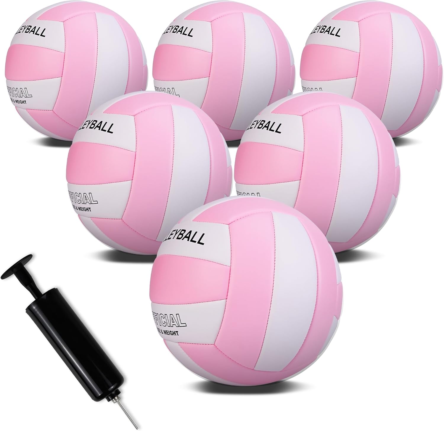 EVZOM 6 Pack Volleyballs Soft Beach Volleyball Official Size 5 for Outdoor/Indoor/Pool/Gym/Training Premium Volleyball Durability Stability Sports Ball with Pump