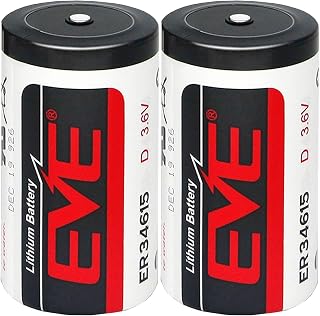 (2Pcs) EVE ER34615 3.6V High Capacity 19000mAh ER34615 D Lithium Battery Li-SOCL₂ Non-Rechargeable Battery
