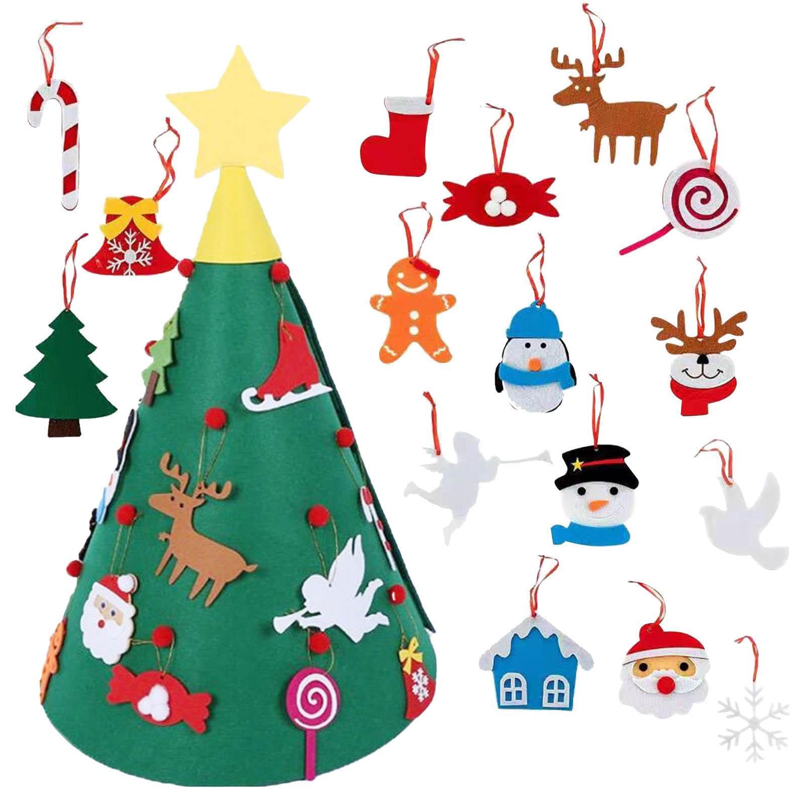 DazSpirit Albero di Natale in Feltro 3.28Ft, DIY con 27 Ornamenti Staccabili, Regalo di Natale per Bambini, Decorazione da Parete per Porta