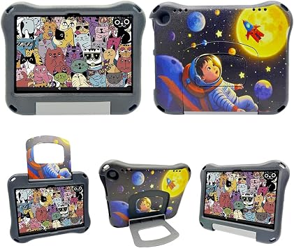Riaour 8 inch Tablet Case,Compatible with 12th/10th Generation 2024/2022/2020 Light Weight Shock Proof Convertible Handle Stand Kids CaseIncompatible with iPad Samsung 8 inch Tablet Black