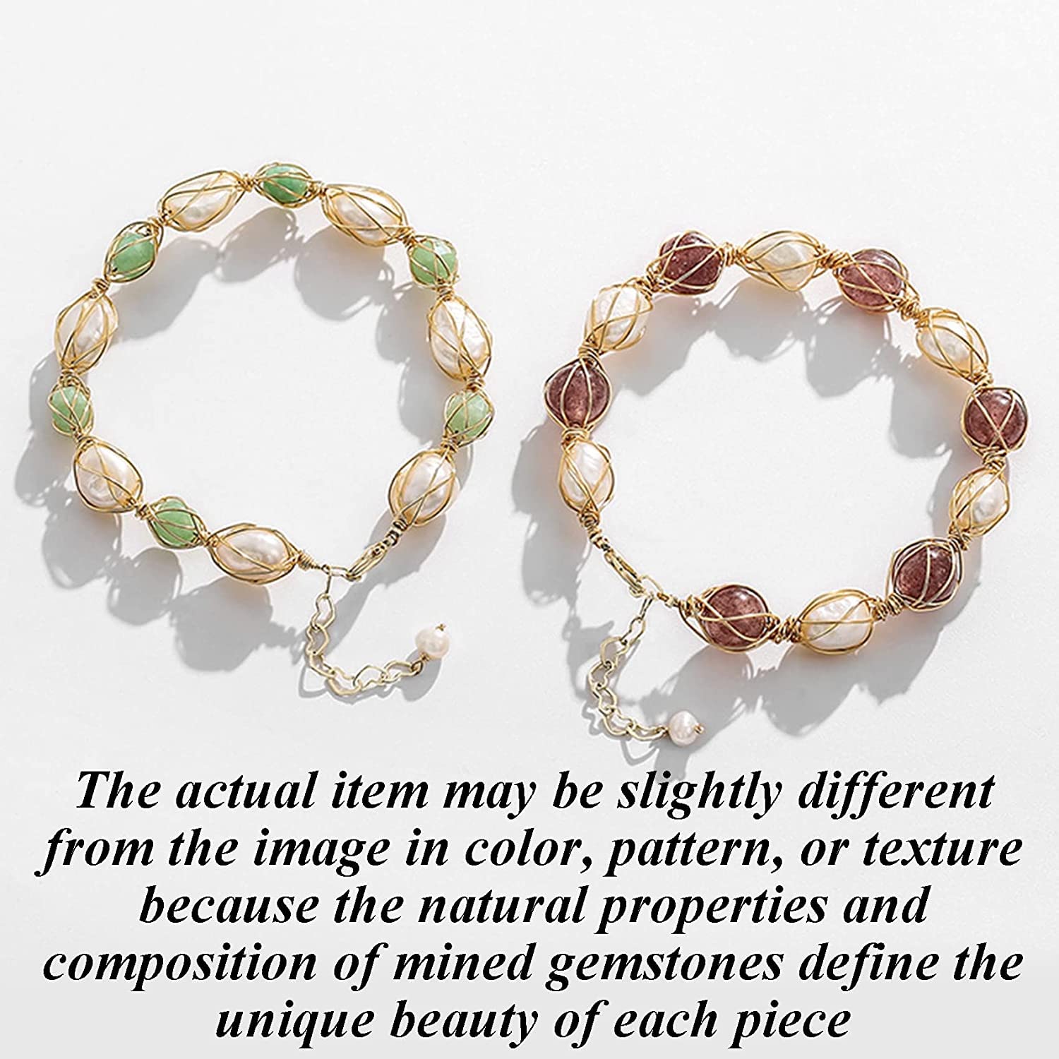 Cuerda de mano, cuentas de pulsera Pulsera de cuarzo de fresa natural Pulsera de perlas blancas de agua dulce Pulsera for mujer Pulsera de cristal de cuarzo de chakra Pulsera de piedra de nacimiento P