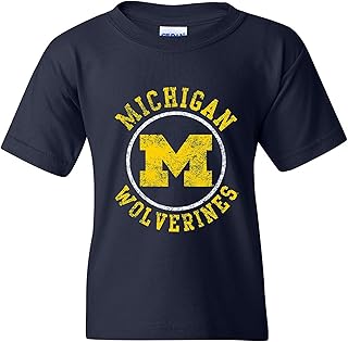 NCAA Distressed Circle Logo, Team Color Youth T Shirt, College, University