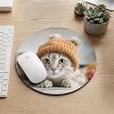 TrendzyKart Non-Slip Mouse Pad Large Size | Extended Smooth Surface for Precision Control | Anti-Slip Rubber Base | Ideal for Office Work & Gaming (Round, Adorable Cat) gallery image