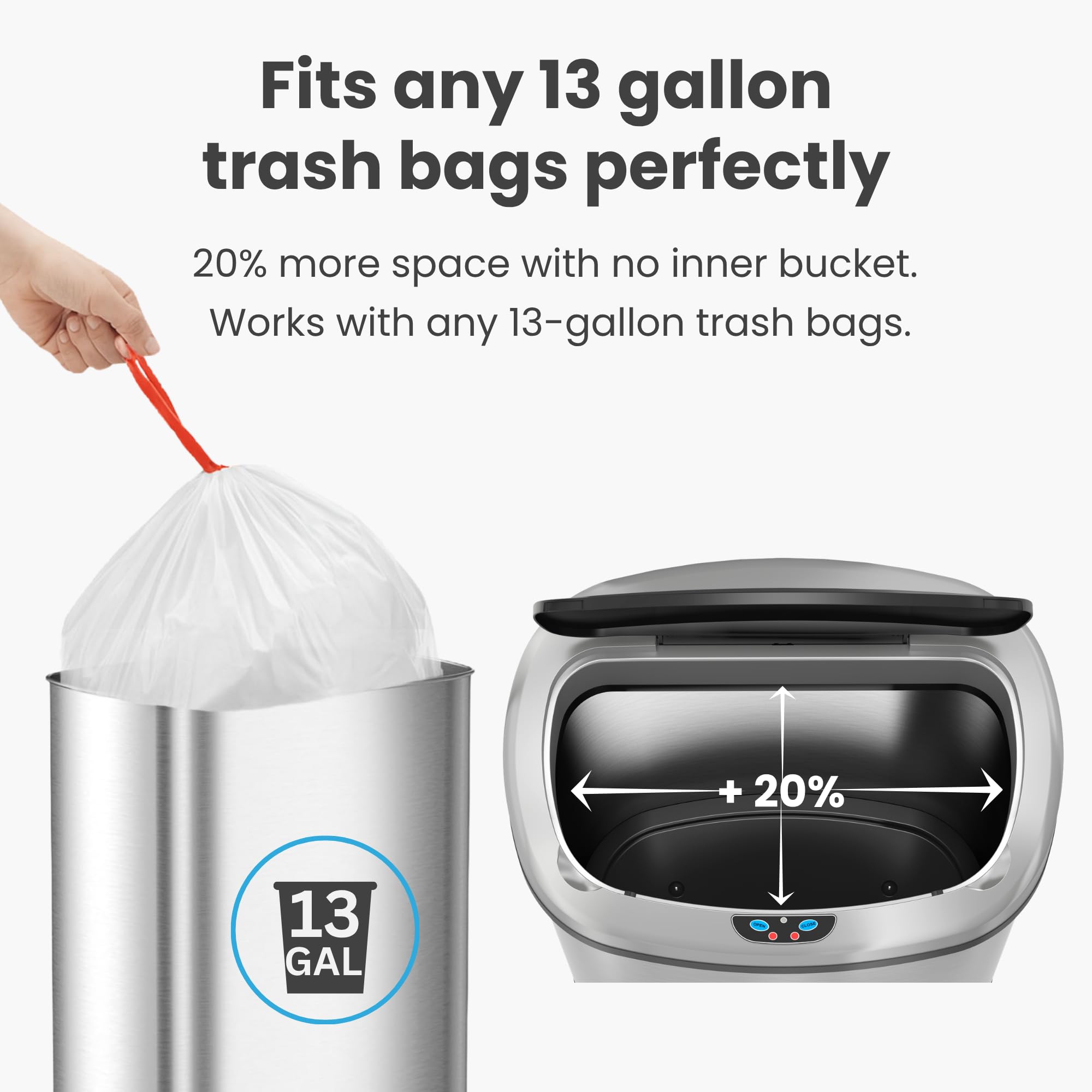 iTouchless Sensor Trash Can - Odor Control & Stainless Steel -9 iTouchless Sensor Trash Can - Odor Control & Stainless Steel -9