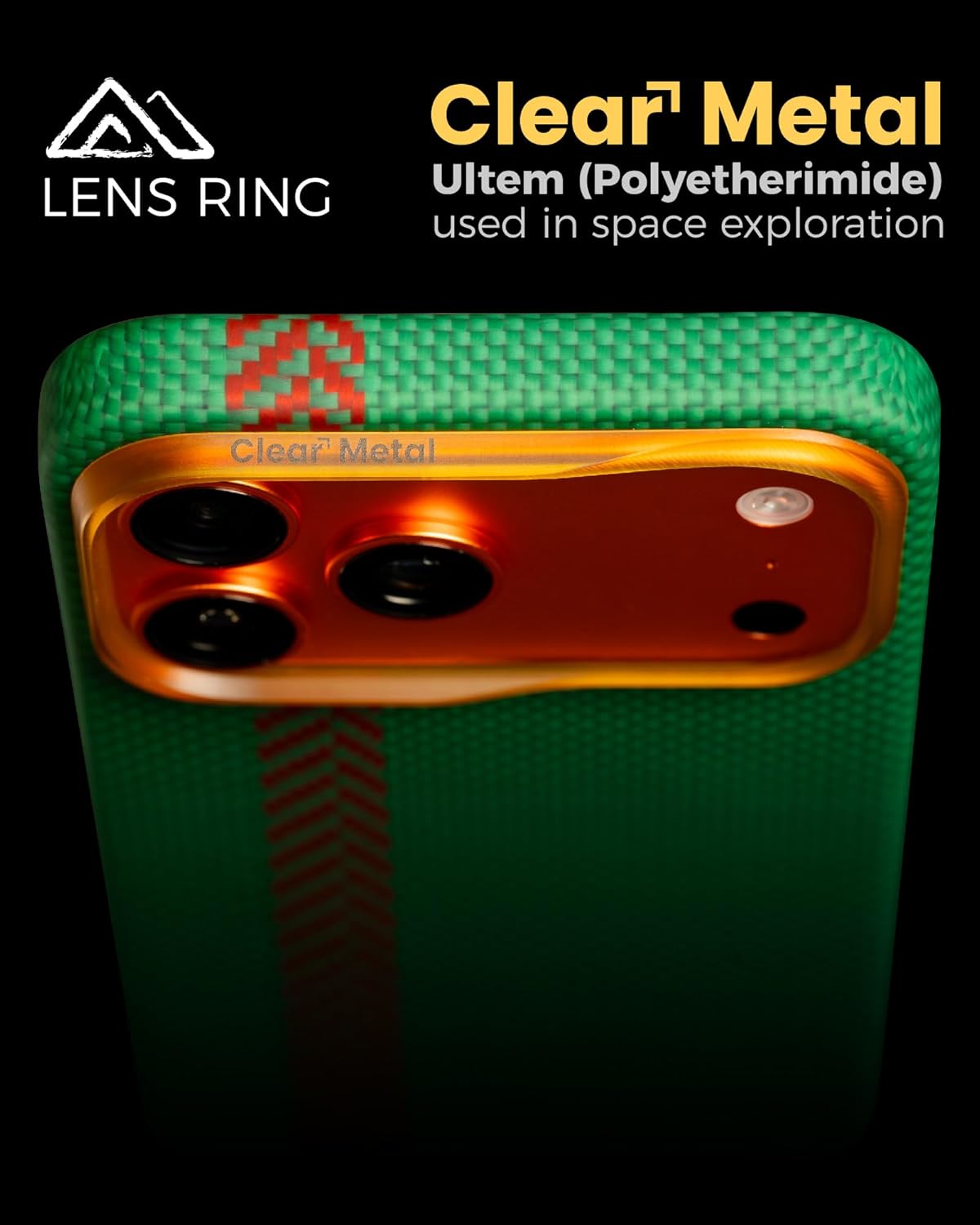 for iPhone 17 Pro Max Case 6.9 Inch,Compatible with MagSafe,[Clear Metal Lens Ring][Vectran Spacesuit Fiber],Ultra Slim & Light Shockproof Case,Green/Red-[Mission Moon]