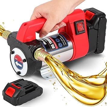 Mxmoonant 12GPM Cordless Diesel Transfer Pump, Electric Oil Change Pump, Portable Self Priming Fuel Transfer Pump, with Two 2000mAH Lithium Battery, for Kerosene Boat Truck