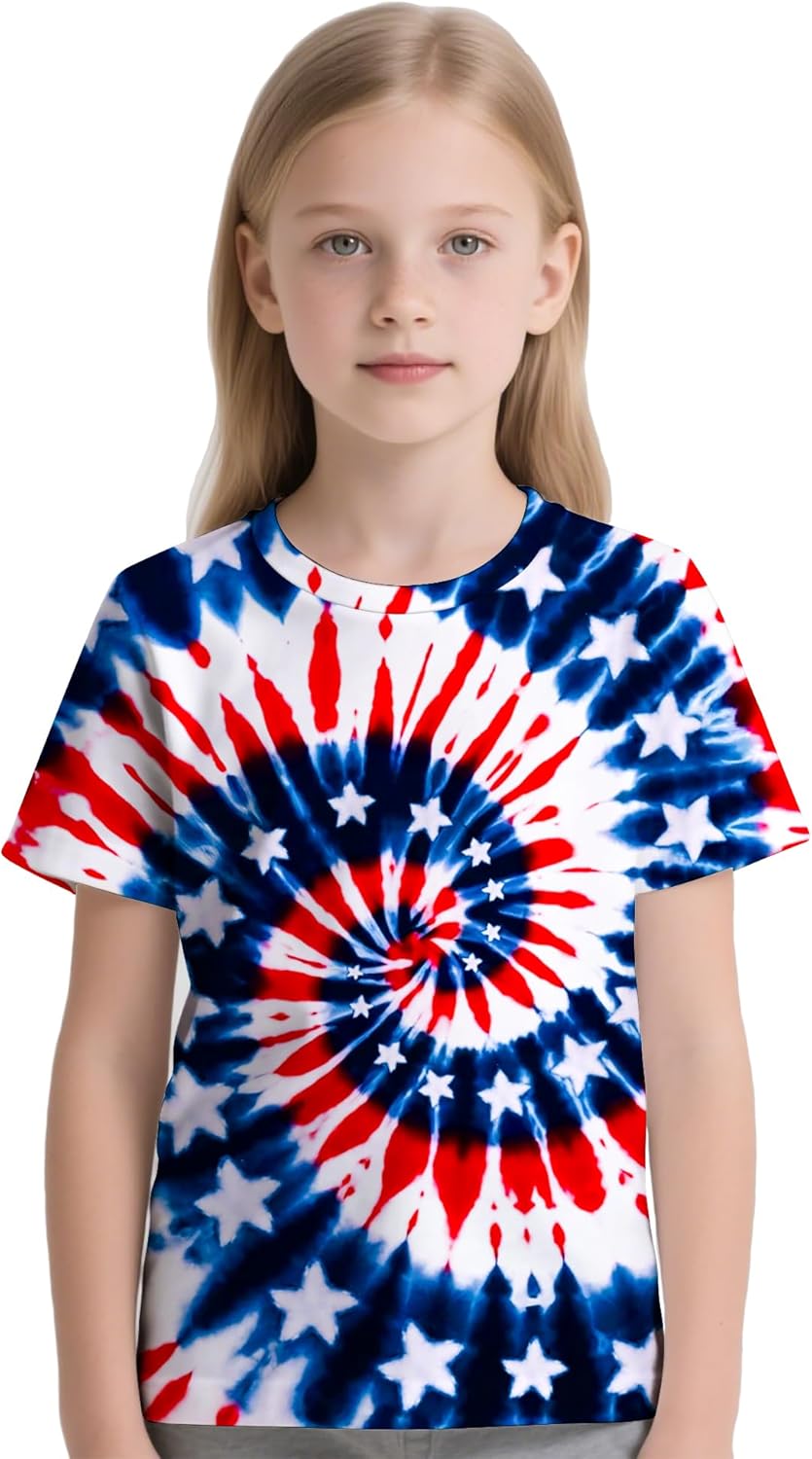 Kids Tie Dye T-Shirt,Children Hippies Senior Tie Dye Tee Tshirt for Boys Girls - Image 3