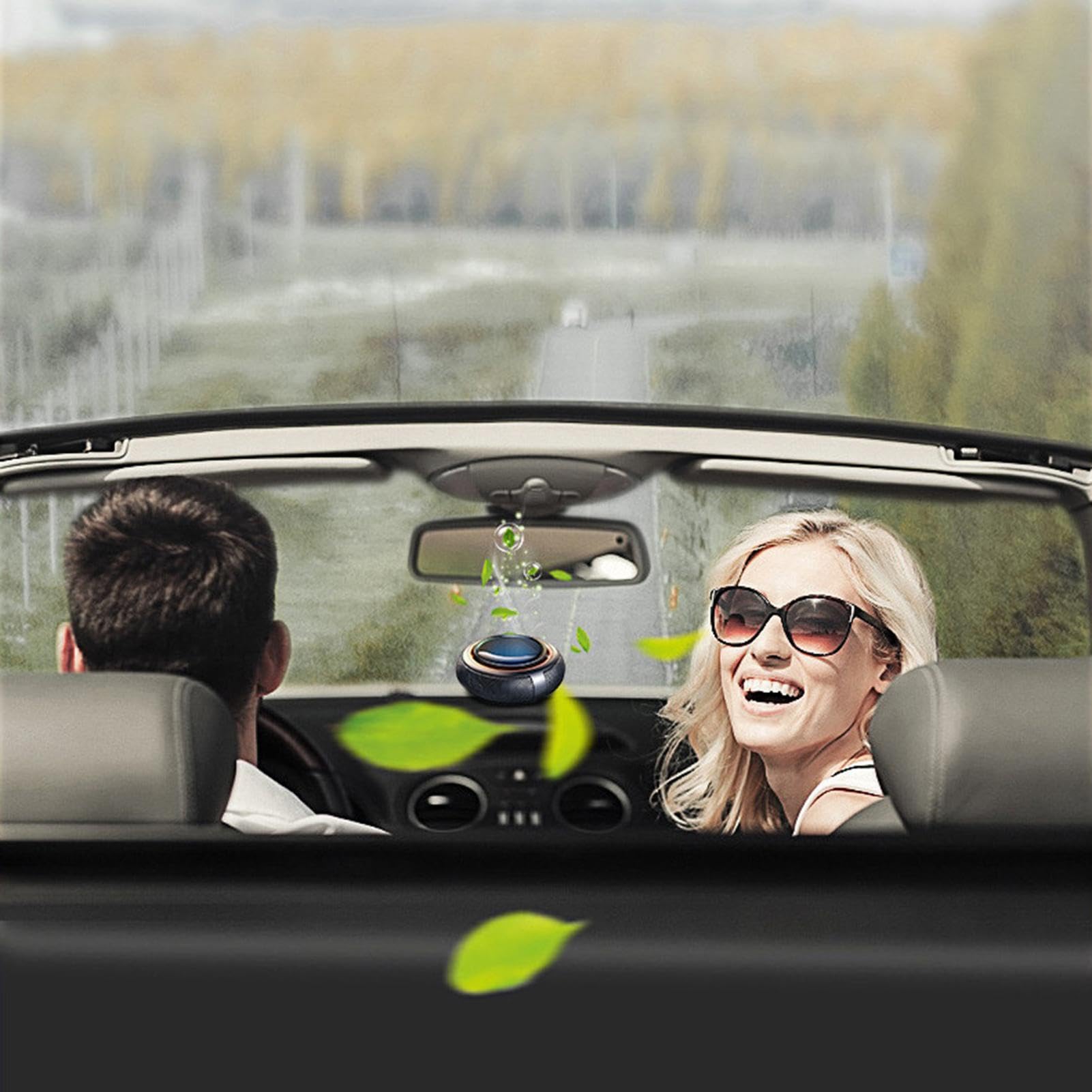 Profumatore Auto A Energia Solare Profumo Auto Fragranza Marina | Naturale Mini Profumatore Solare Rotante Assorbitore Odori Marino per Cruscotto e Camion