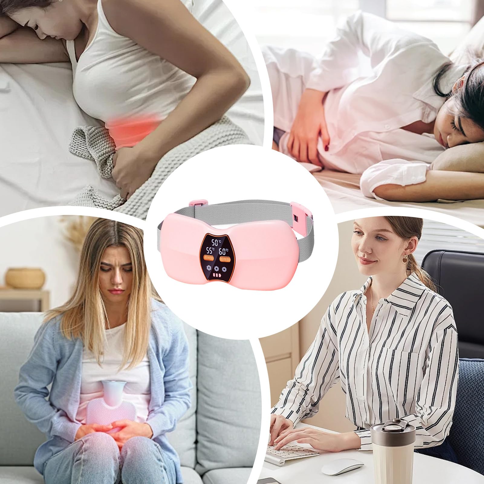 Cuscino riscaldante periodico – 3 livelli di calore caldo cintura portatile, cuscinetto riscaldante | per vita, stomaco, ventre, addome, corpo, autunno inverno, donne, relax, lavoro, casa, ufficio