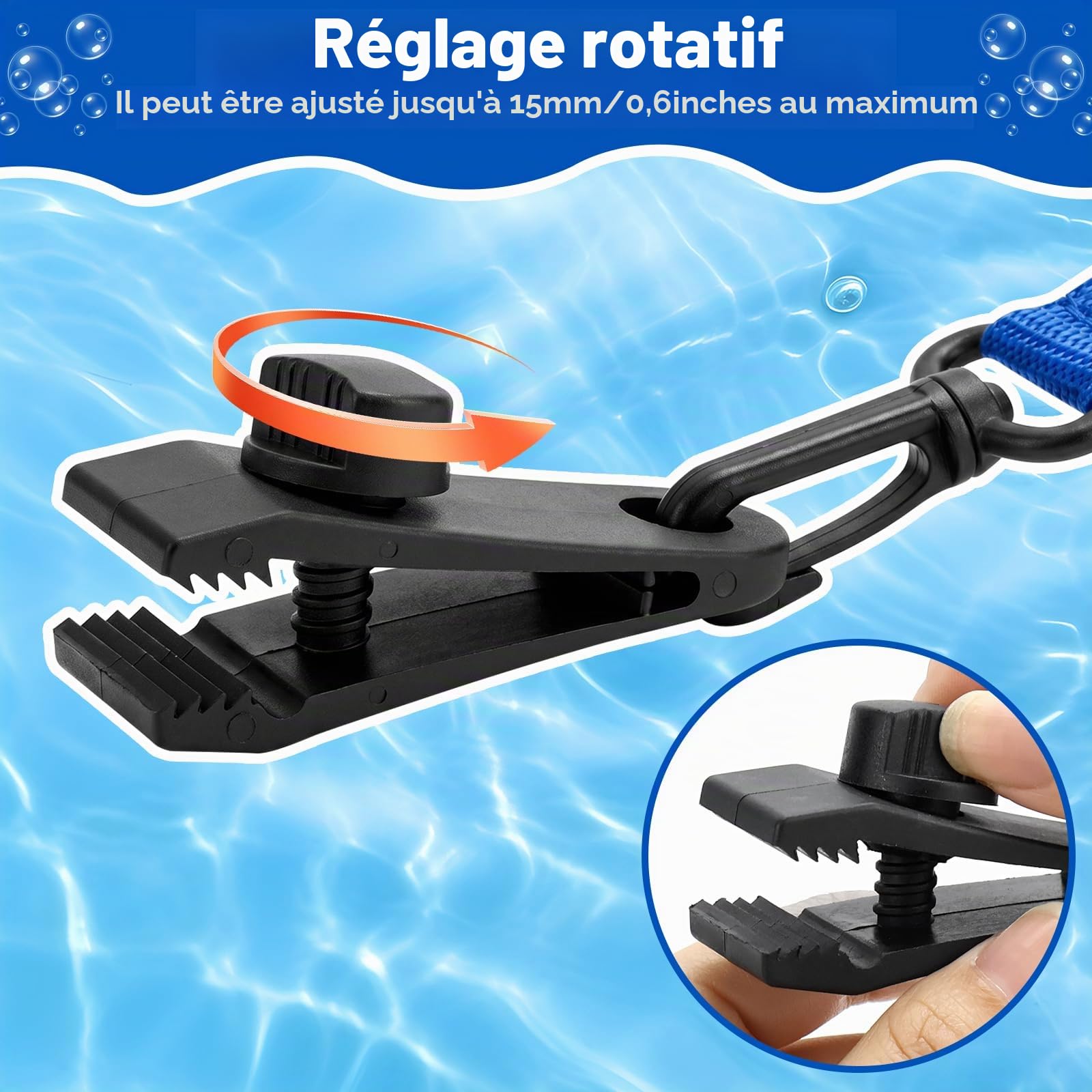 GMMG Attache Bache Piscine 8 Set Sangle Enrouleur Bache Piscine Sangle Bache Piscine pour Enrouleur Fixation Bache Piscine