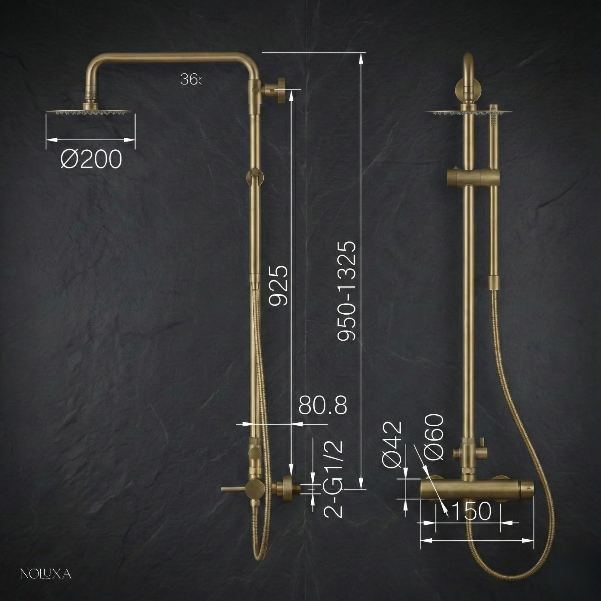 IMEX - Columna Ducha Negra Monomando con Grifo | Conjunto de Ducha con Alcachofa y Rociador Antical | Griferia en Latón y Acero Inox S.304 con Barra Extensible | Serie Milos Stick