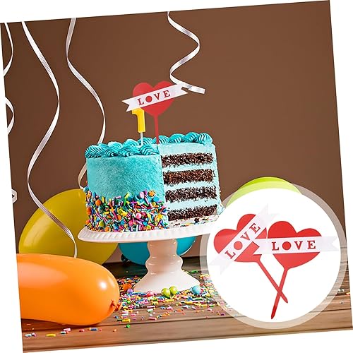 Miniatura 9 de NOLITOY 30 Pcs Cake Flags Birthday Cake Decoration Red Heart Cake Topper Heart Cupcake Decorations Heart Cupcake Toppers Sweet Love Cupcake Picks