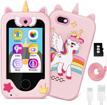 Touchscreen Kids Phone Toy for Girls with Camera and Music Player