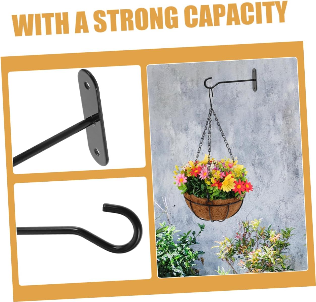 BESPORTBLE 4sets Heavy Duty Outdoor Plant Hooks Rustic Wall Hanging Shelves Plant Hanger for Wall Garden Decor