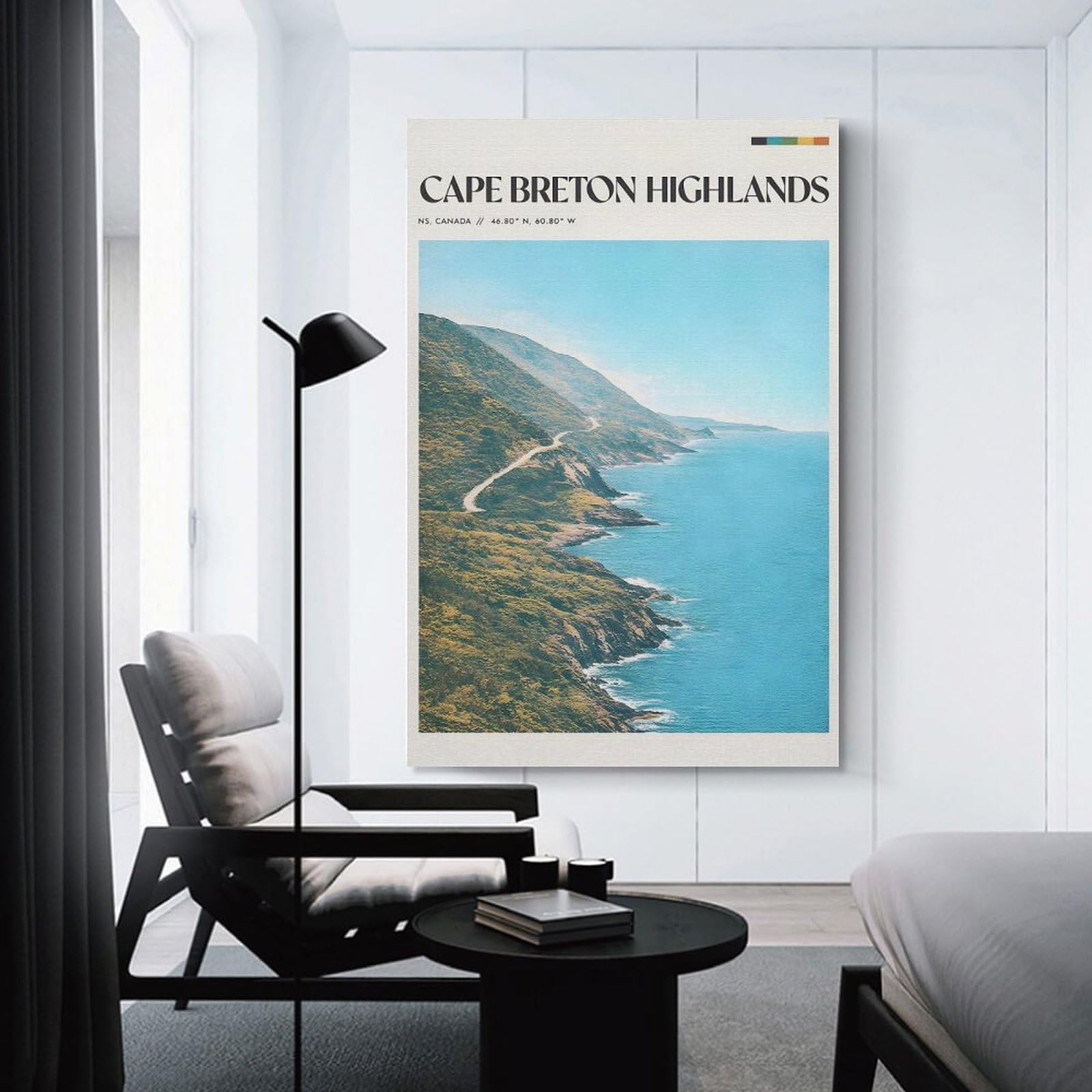Junmoney Unframe-Style-5 Canvas Wall Picture Cape Breton Highlands Coastal Road, 24X36inch(60X90cm), For Study, Office Or Focused Interiors, Wall Art That Adds Style To Work Areas