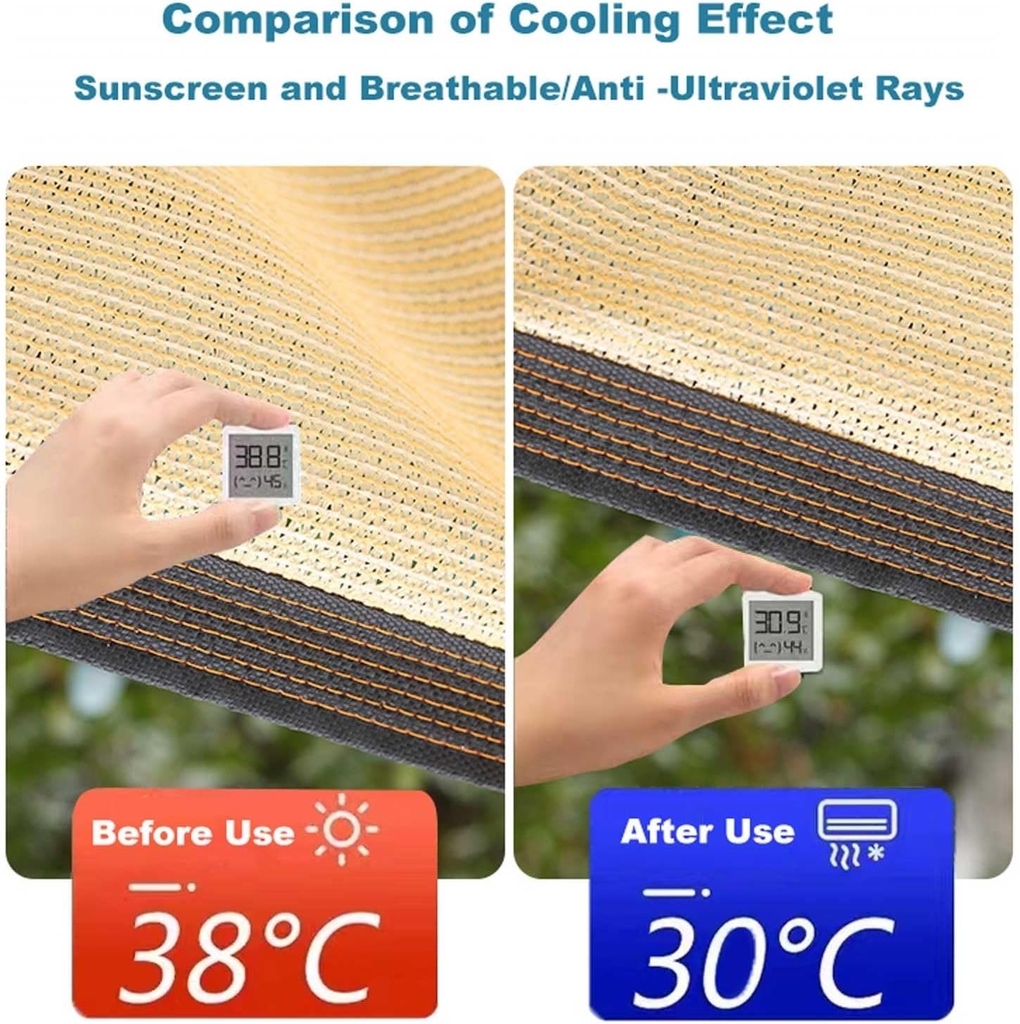 90% Sunblock Beige Shade Cloth, Sun Screen Mesh Plants Greenhouse Cover Fabric 2x2.0m 2x3.0m 2x4.0m 4x6.0m 4x8.0m Greenhouse Shade Netting with Grommets for Flowers Plants Patio Lawn Outdoor(2x3.0m/6.
