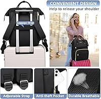 Vista 5 de Mochila para laptop de mujer, para trabajo - Compatible con laptops de 15.6 pulgadas con compartimento para computadora, impermeable, profesional