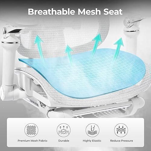 Miniatura 8 de Silla de oficina ergonómica con brazos 9D, profundidad de asiento ajustable, soporte lumbar 3D, reclinable de 135, reposacabezas y reposapiés 3D,