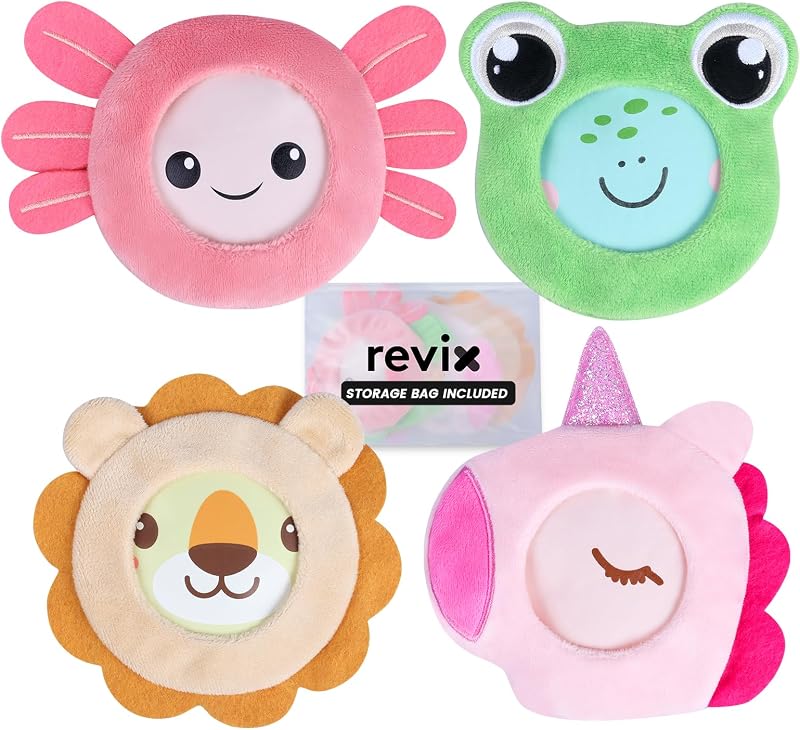 REVIX Kids Ice Packs - Reusable Gel Cold Packs for Toddlers and Babies | Soft Cloth Covers with 4 Cute Animal Designs, Hot & Cold Compress for Comfort, Soothing, Relaxation, and Everyday Bumps