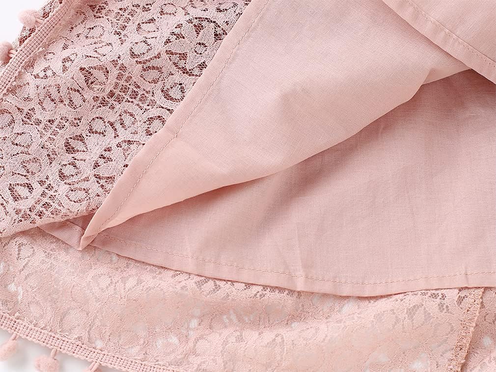 Toddler Girls Cute Pompoms Lace Floral Elegant Retro Swing Party Dress - Image 2