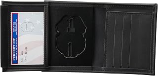 Perfect Fit Shield Wallets US Army Military Police MP Badge Wallet Black Leather Hidden Badge and ID Holder (cutout 464)